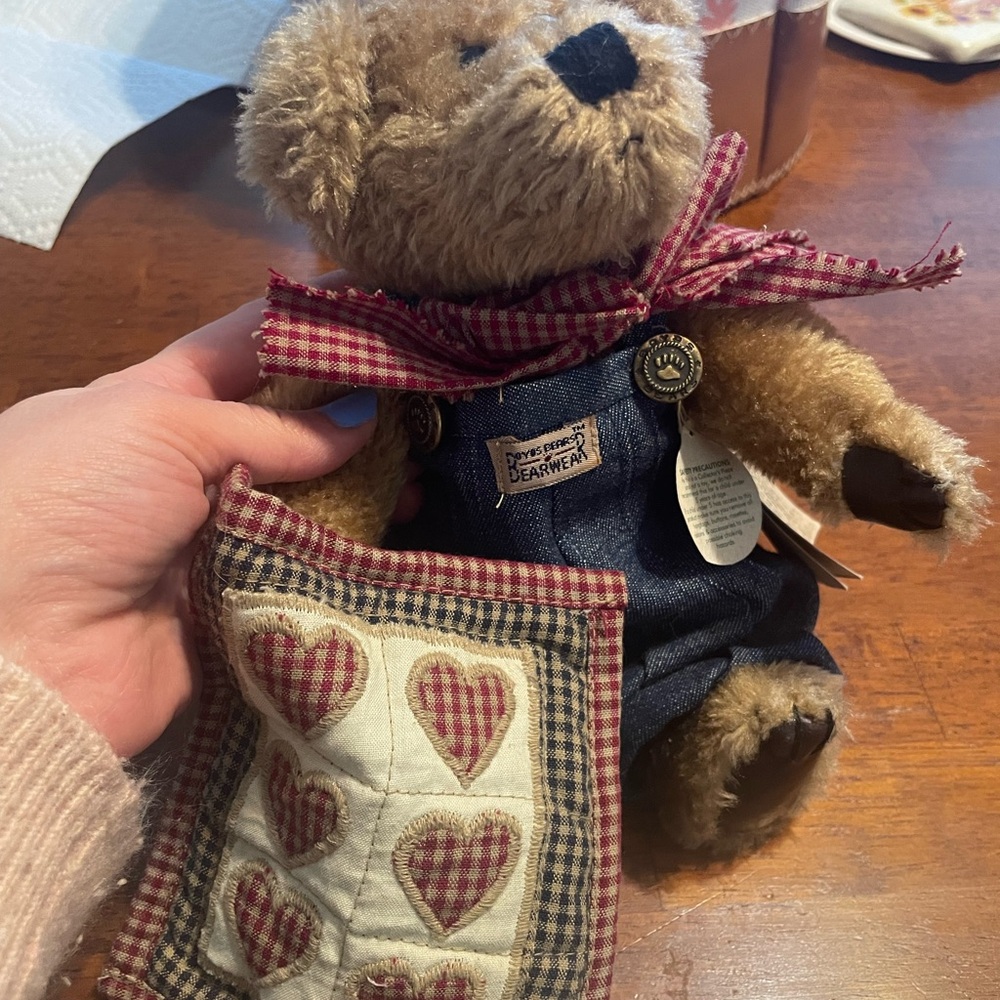 Boyds Bears Plush Teddy with Denim and Red Accents